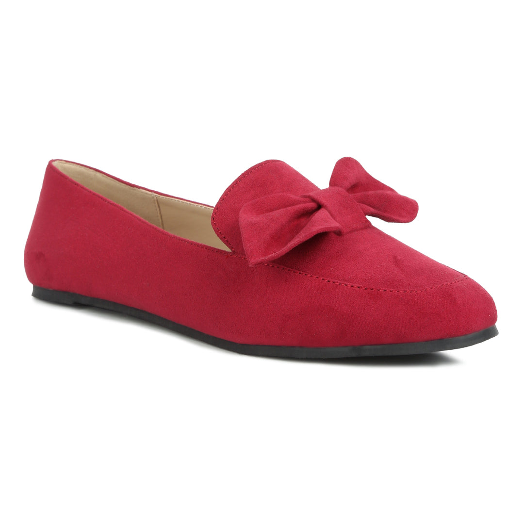 women casual loafer with bow#color_red