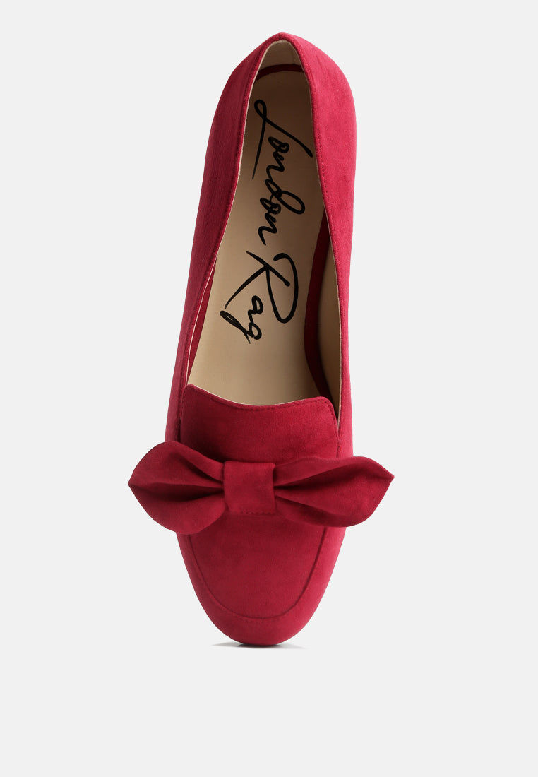 women casual loafer with bow#color_red