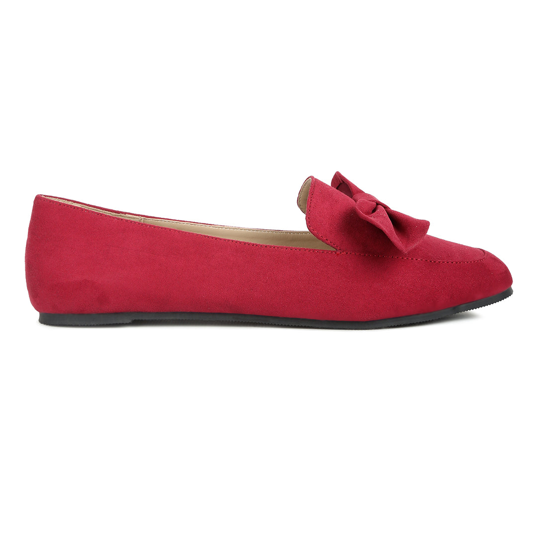 women casual loafer with bow#color_red