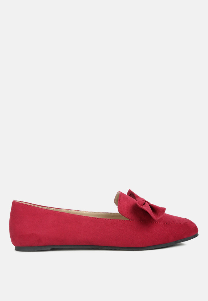 women casual loafer with bow#color_red