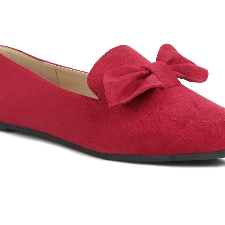 women casual loafer with bow#color_red