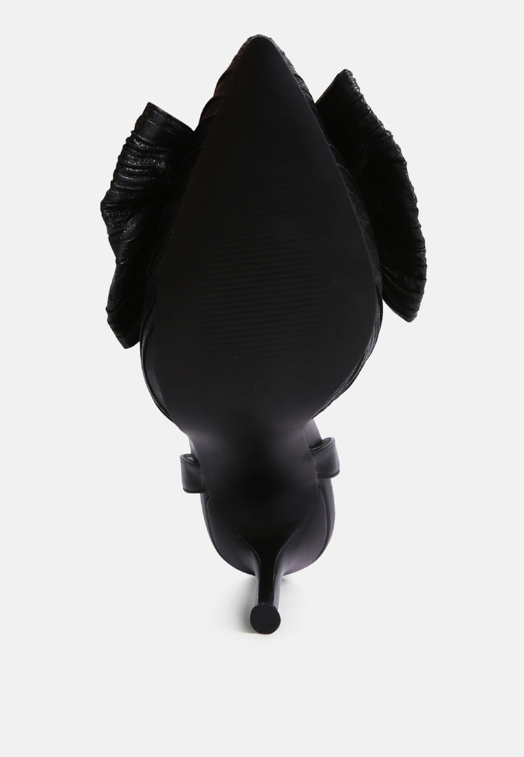 kiki high heeled bow slingback sandals#color_black