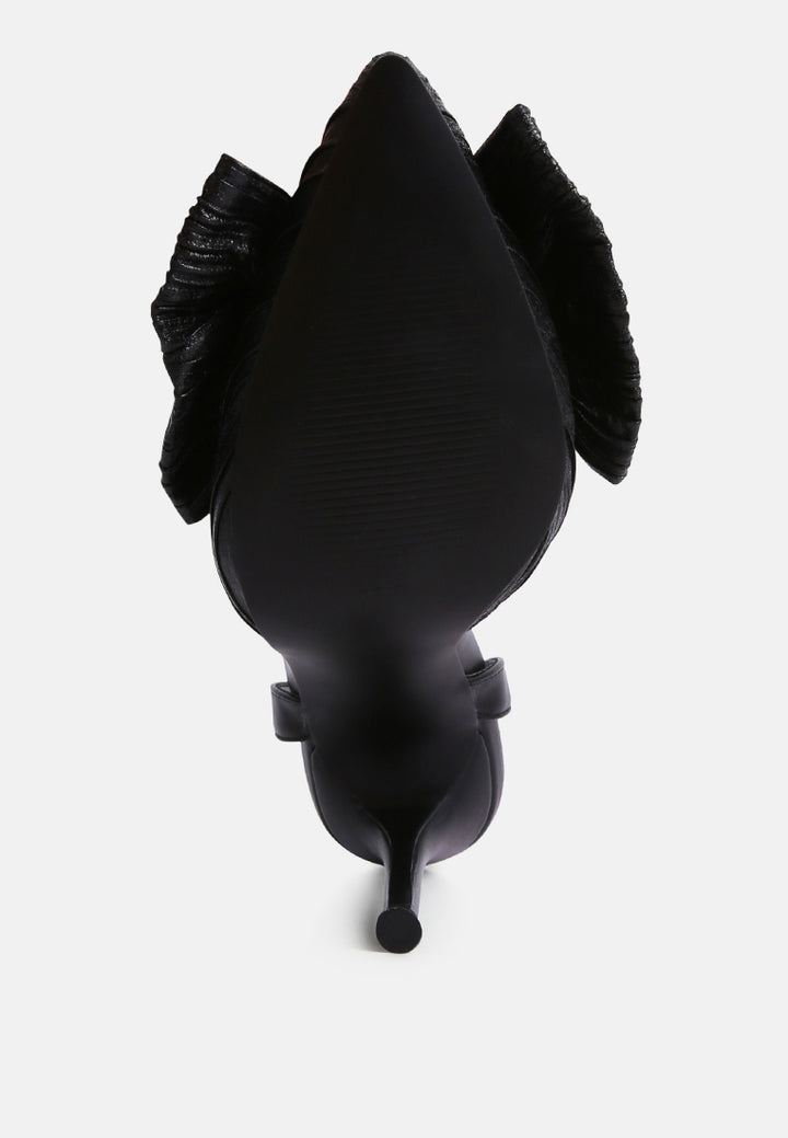 kiki high heeled bow slingback sandals#color_black