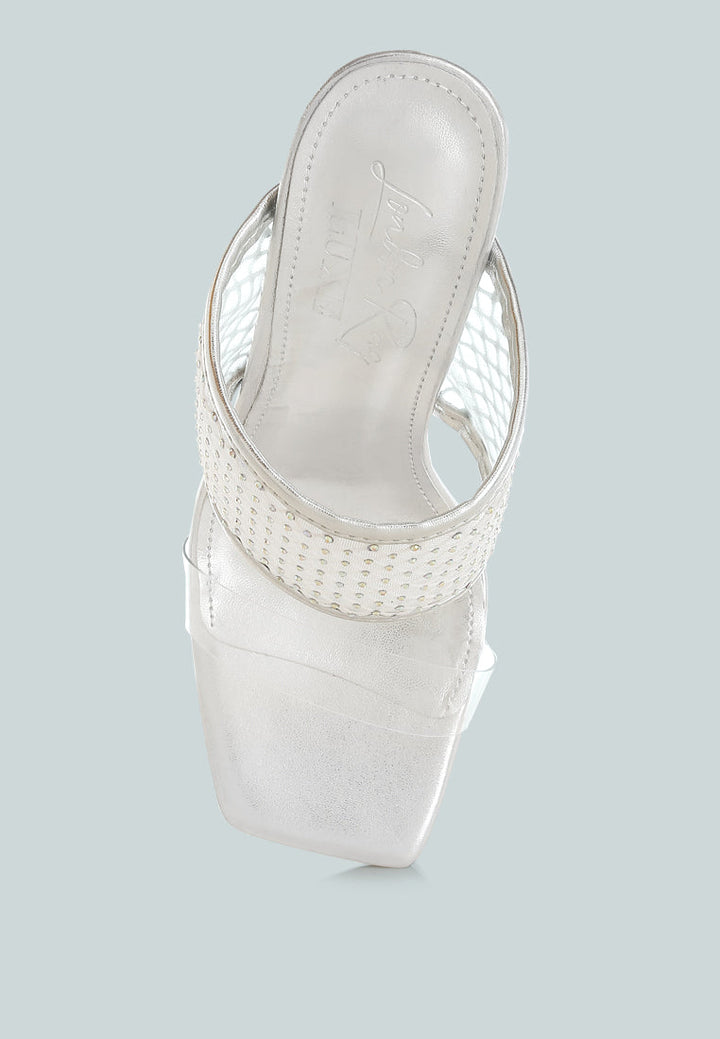 salween clear embellished square toe heels#color_silver