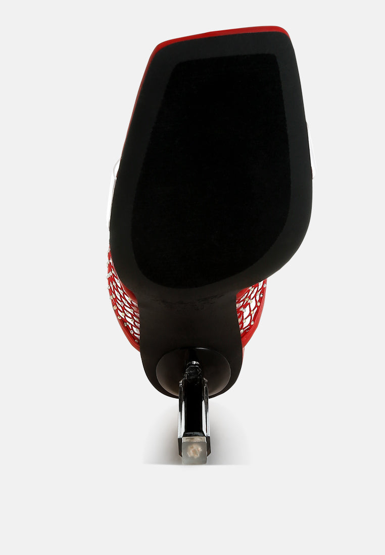 salween clear embellished square toe heels#color_red