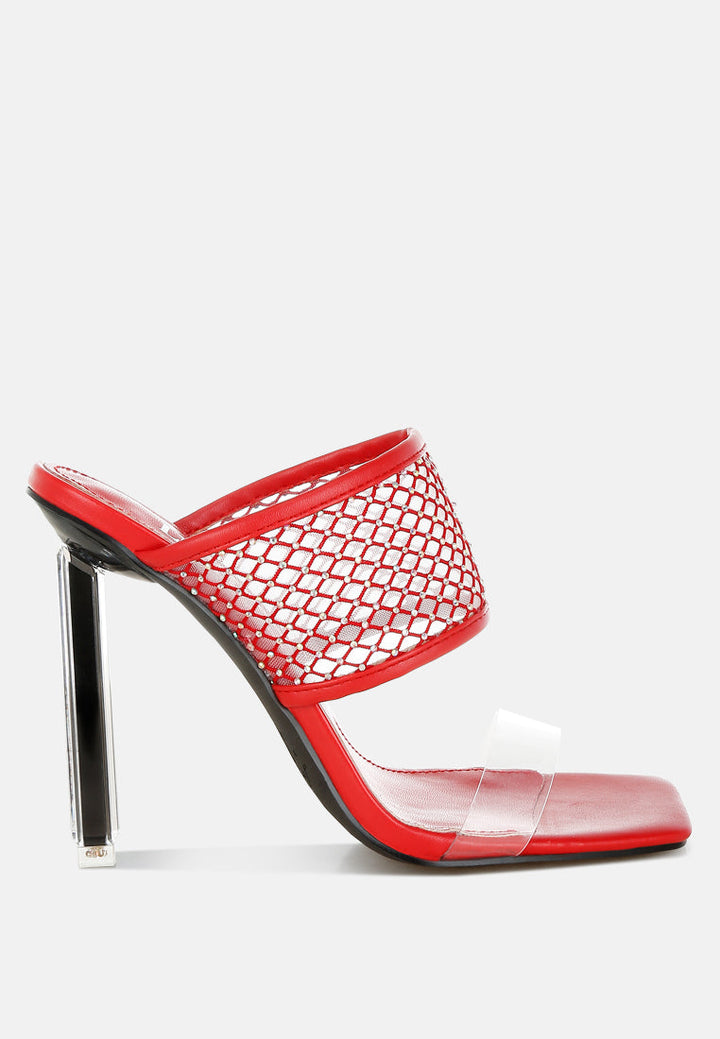 salween clear embellished square toe heels#color_red