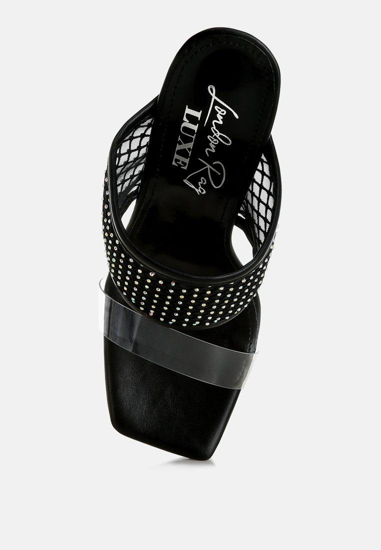 salween clear embellished square toe heels#color_black