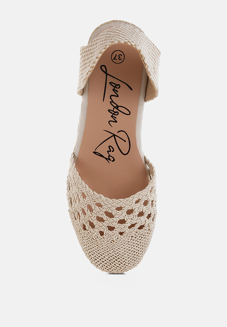 women woven lace-up espadrille wedges#color_beige
