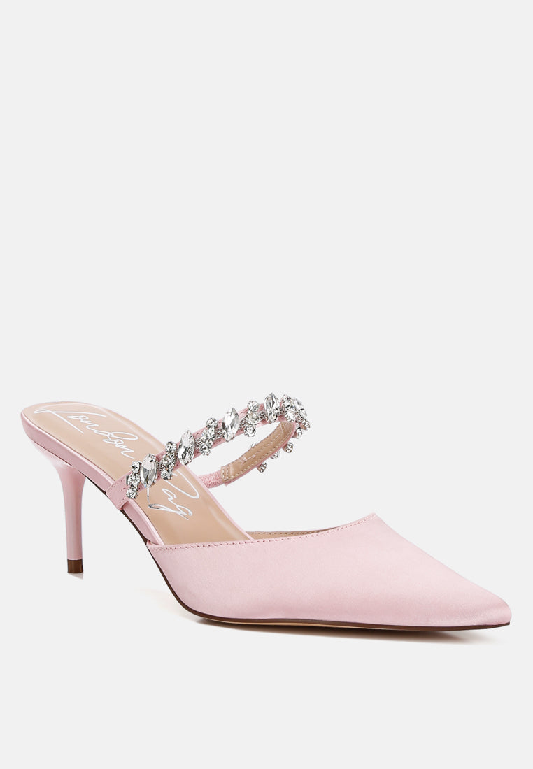 women diamante stiletto mules sandals#color_blush