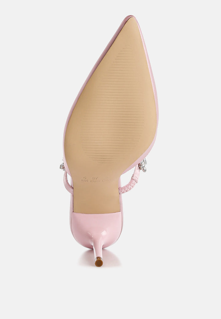 women diamante stiletto mules sandals#color_blush