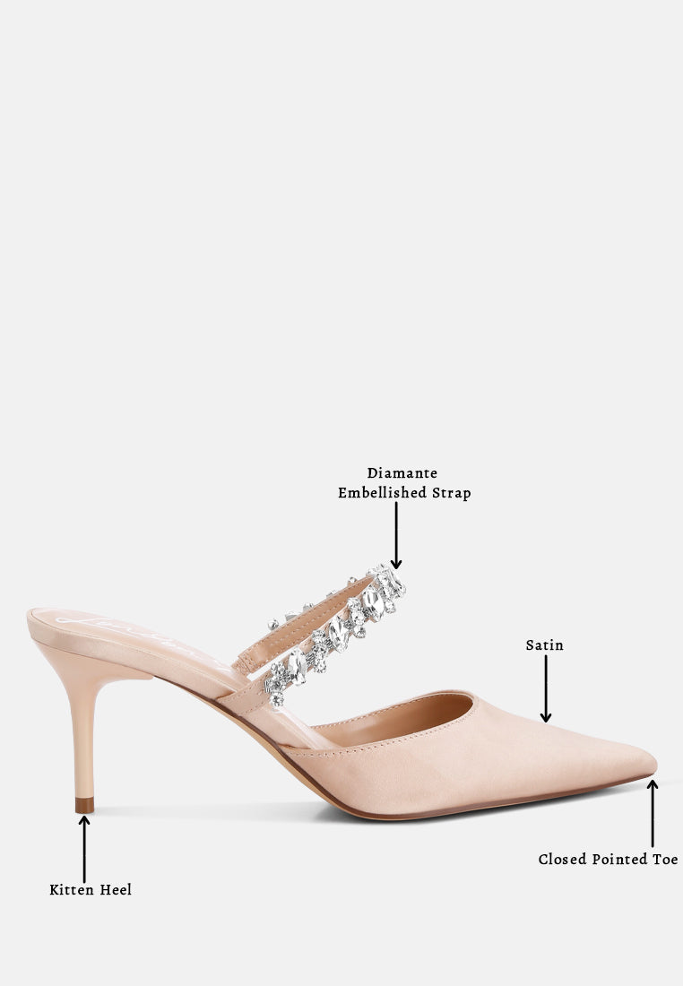 women diamante stiletto mules sandals#color_champagne-gold