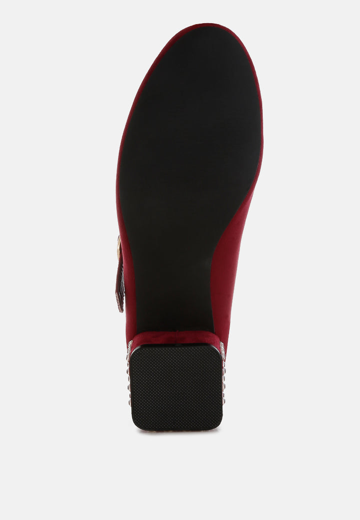 women studded mary jane pumps#color_burgundy