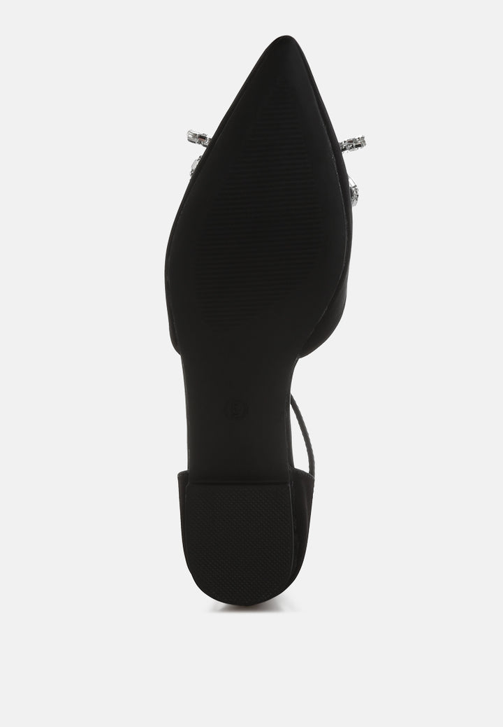 women rhinestone detail bow flat sandals#color_black