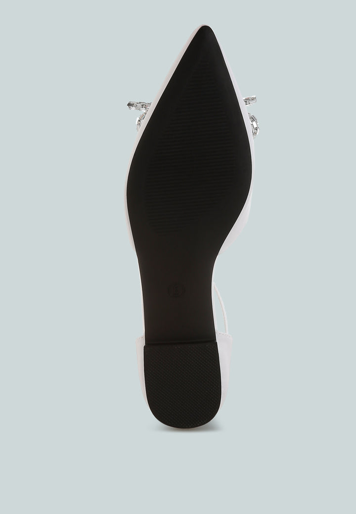 women rhinestone detail bow flat sandals#color_white