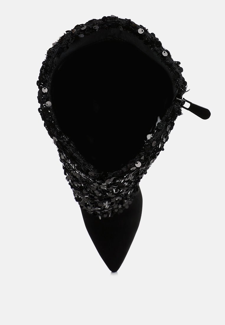 women sequinned fold-over calf boots#color_black