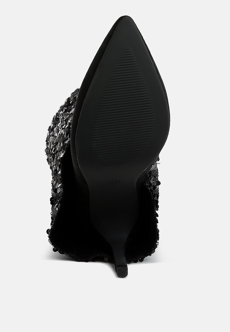 women sequinned fold-over calf boots#color_black