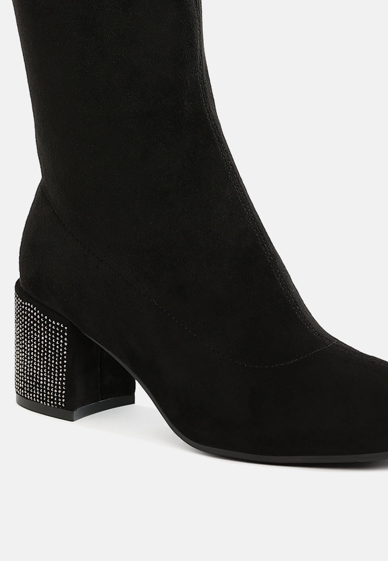 women microfiber knee high boots#color_black