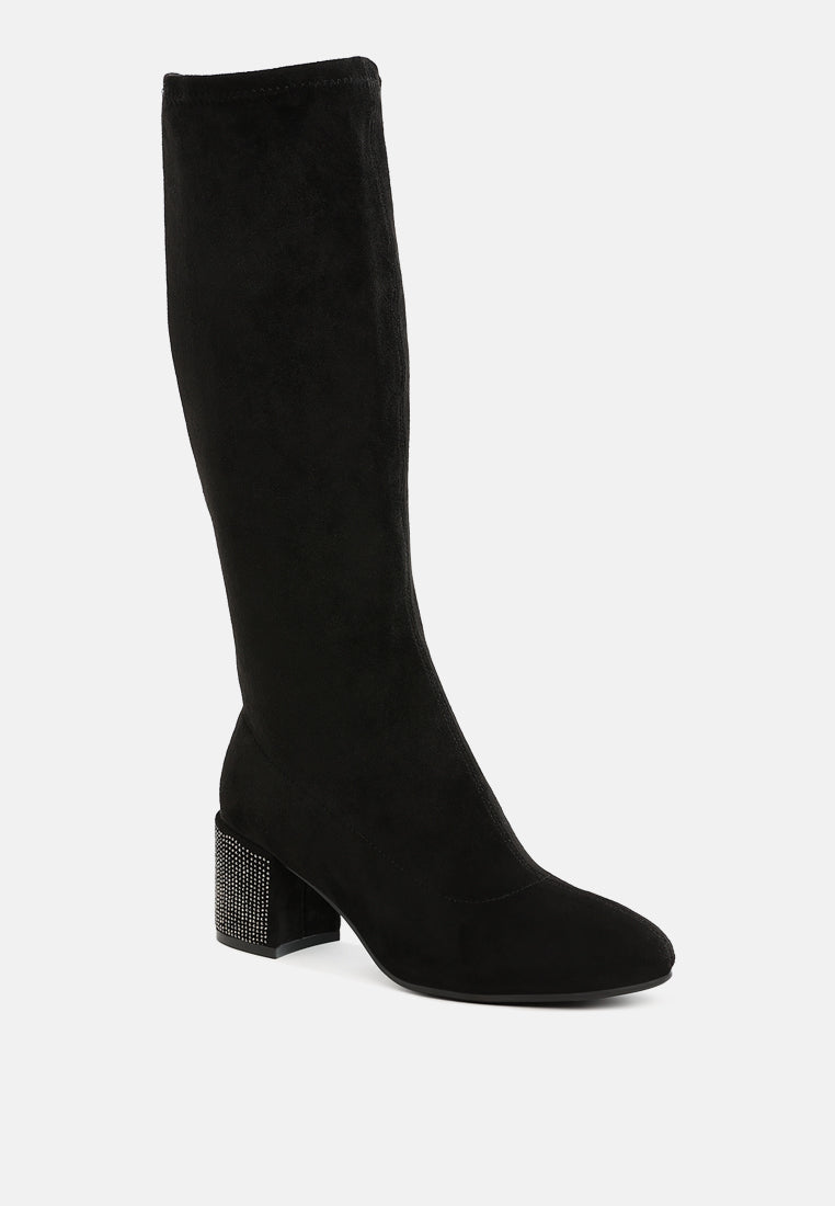 women microfiber knee high boots#color_black