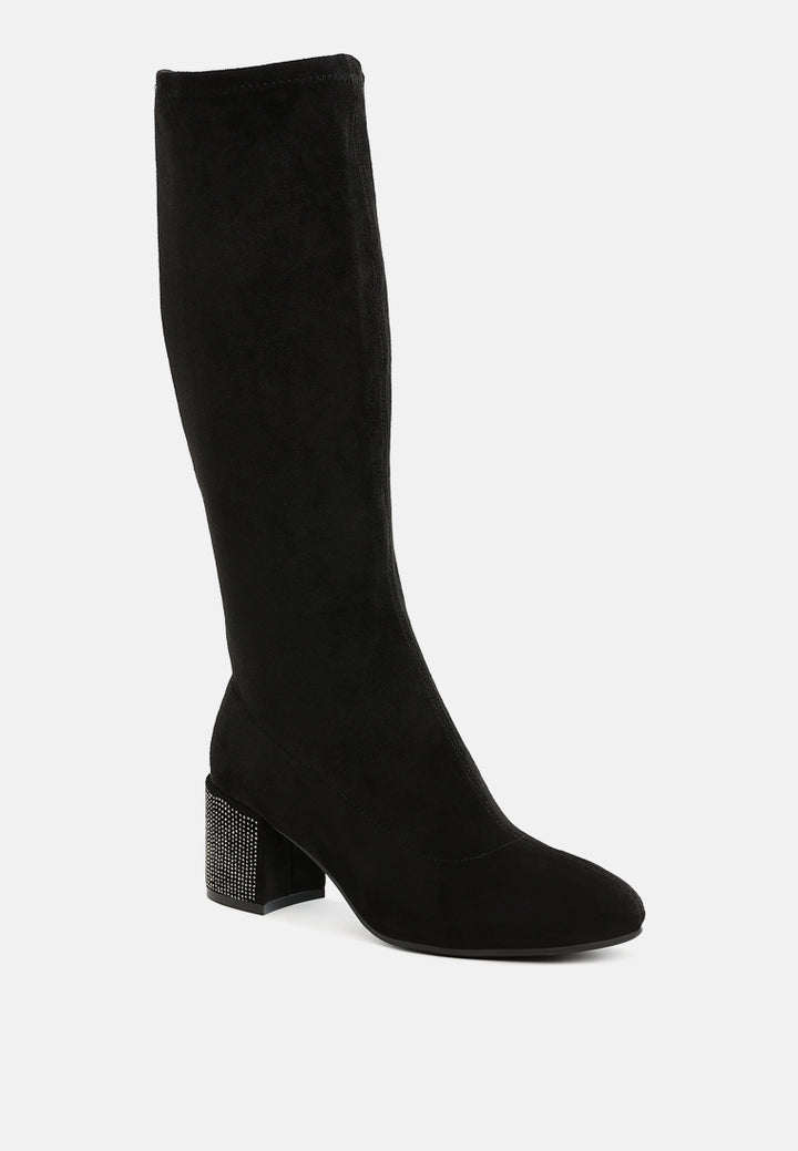 women microfiber knee high boots#color_black