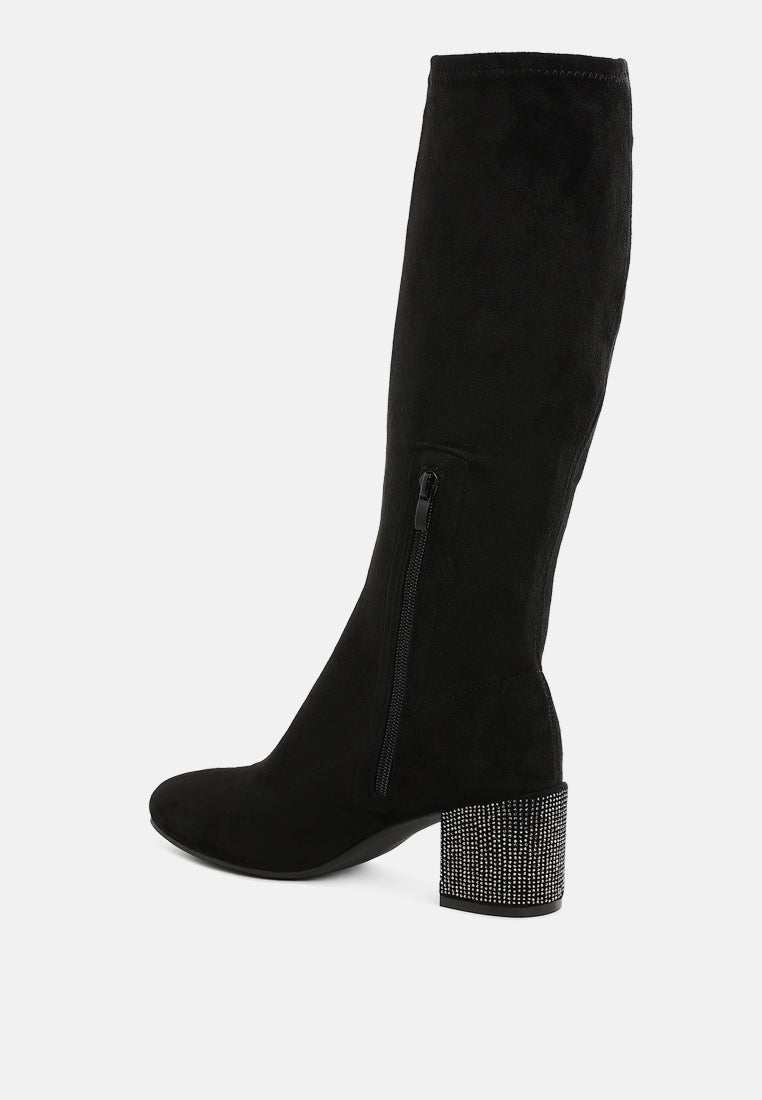 women microfiber knee high boots#color_black
