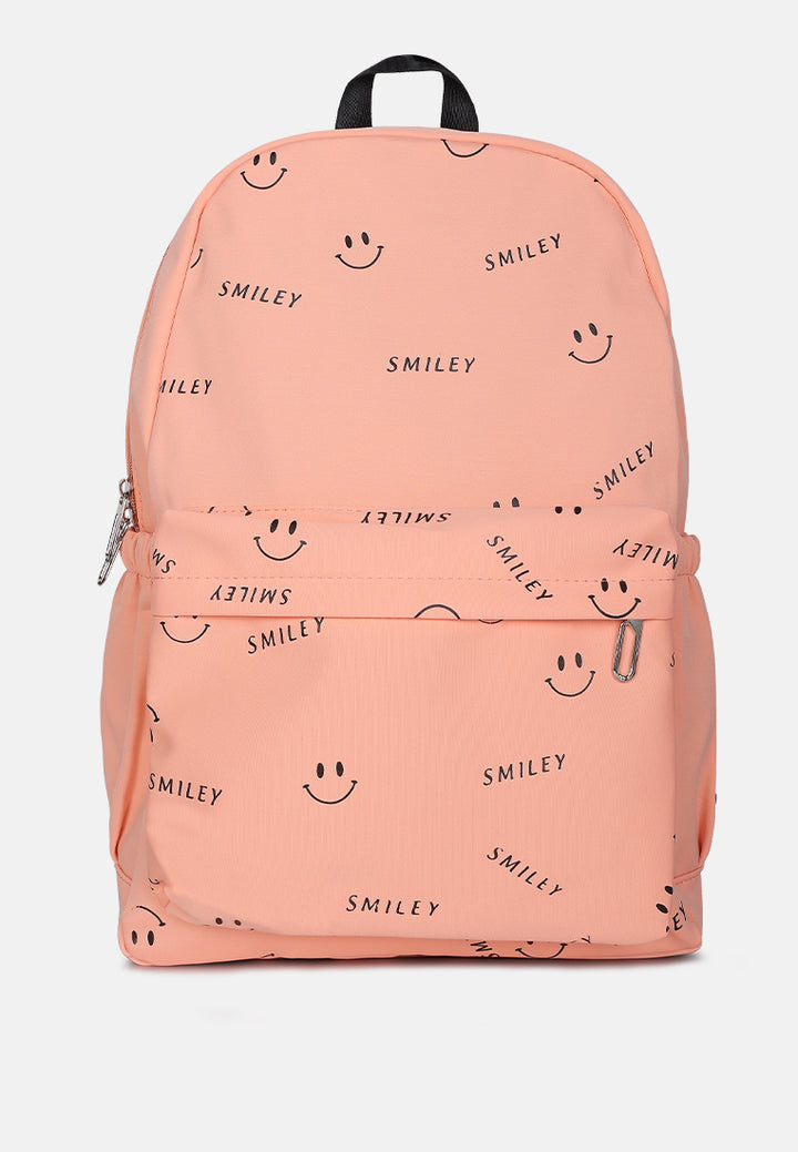 smiley casual backpack for women#color_coral