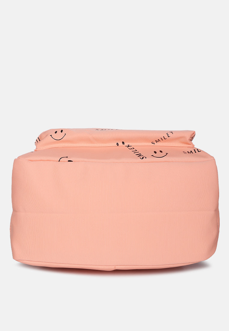smiley casual backpack for women#color_coral