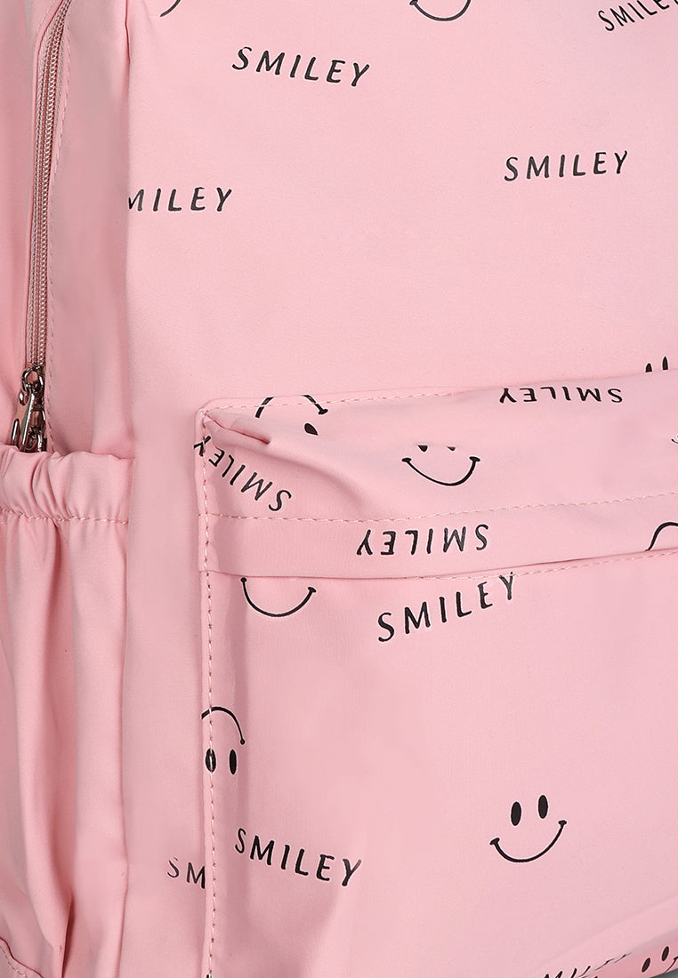smiley casual backpack for women#color_pink