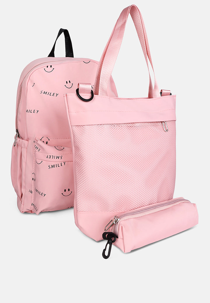 smiley casual backpack for women#color_pink