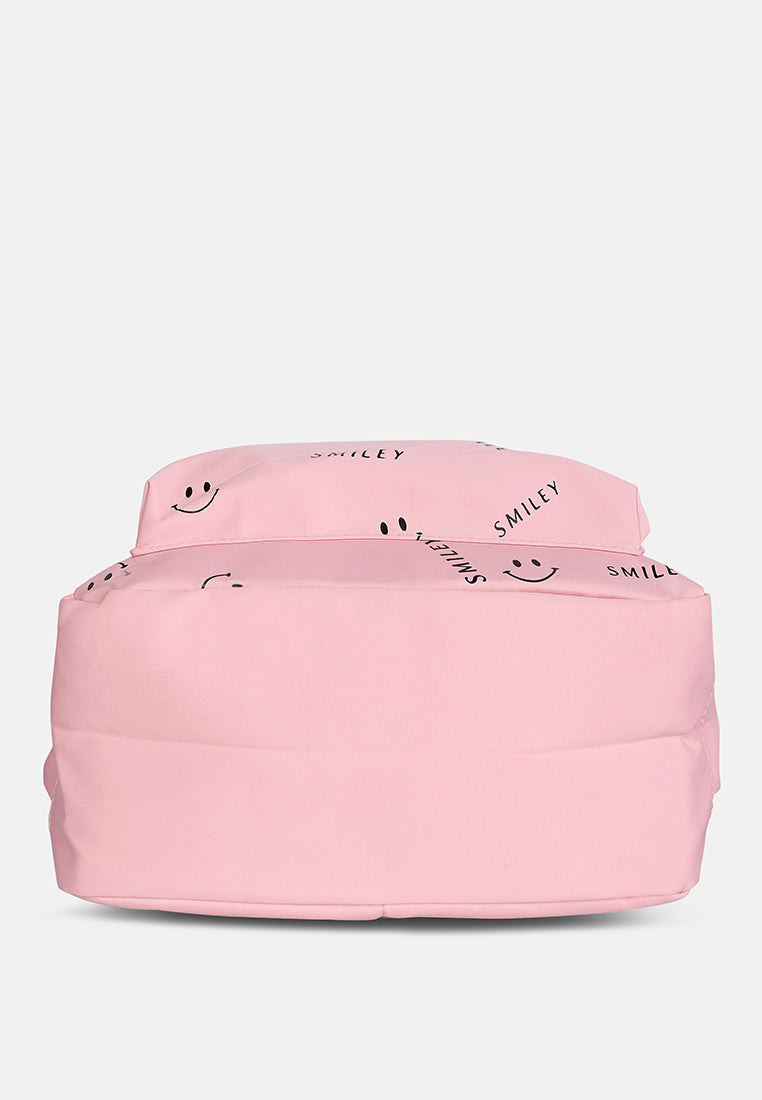 smiley casual backpack for women#color_pink