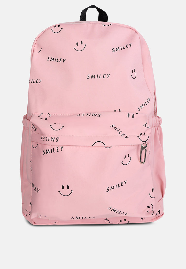 smiley casual backpack for women#color_pink