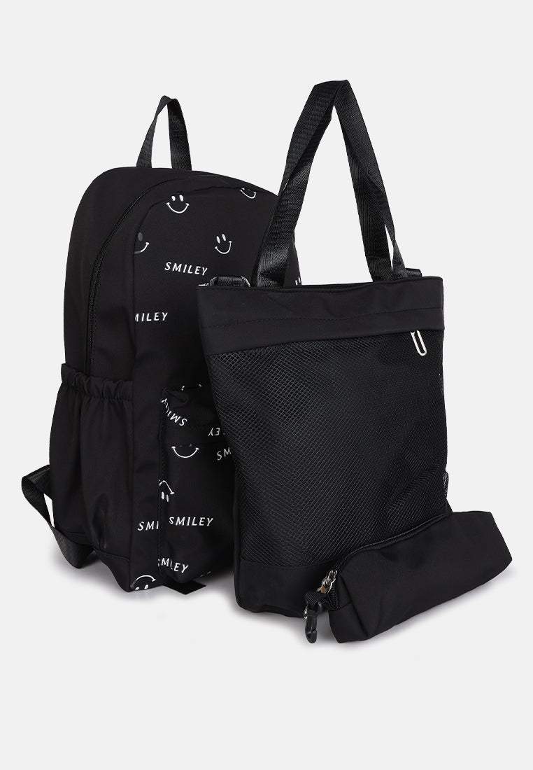 smiley casual backpack for women#color_black