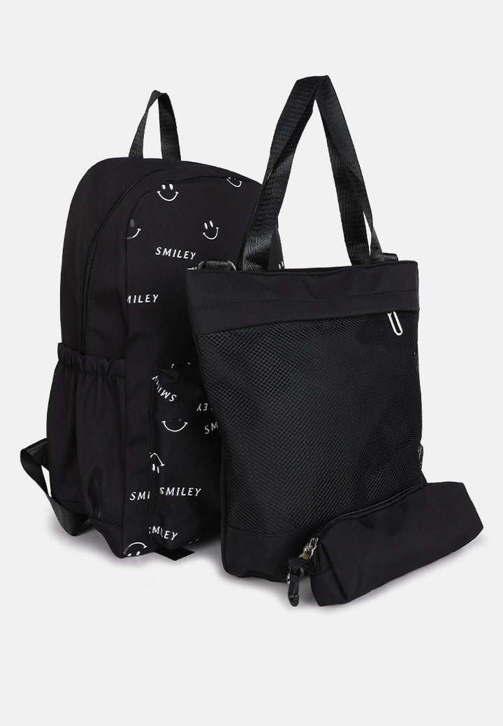 smiley casual backpack for women#color_black