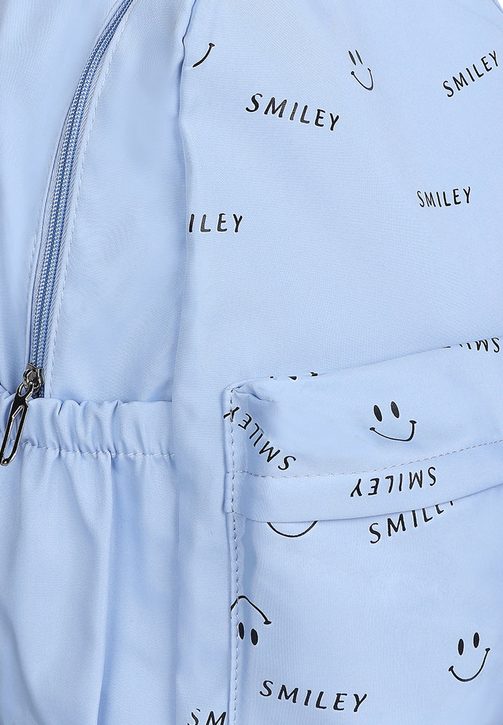 smiley casual backpack for women#color_blue