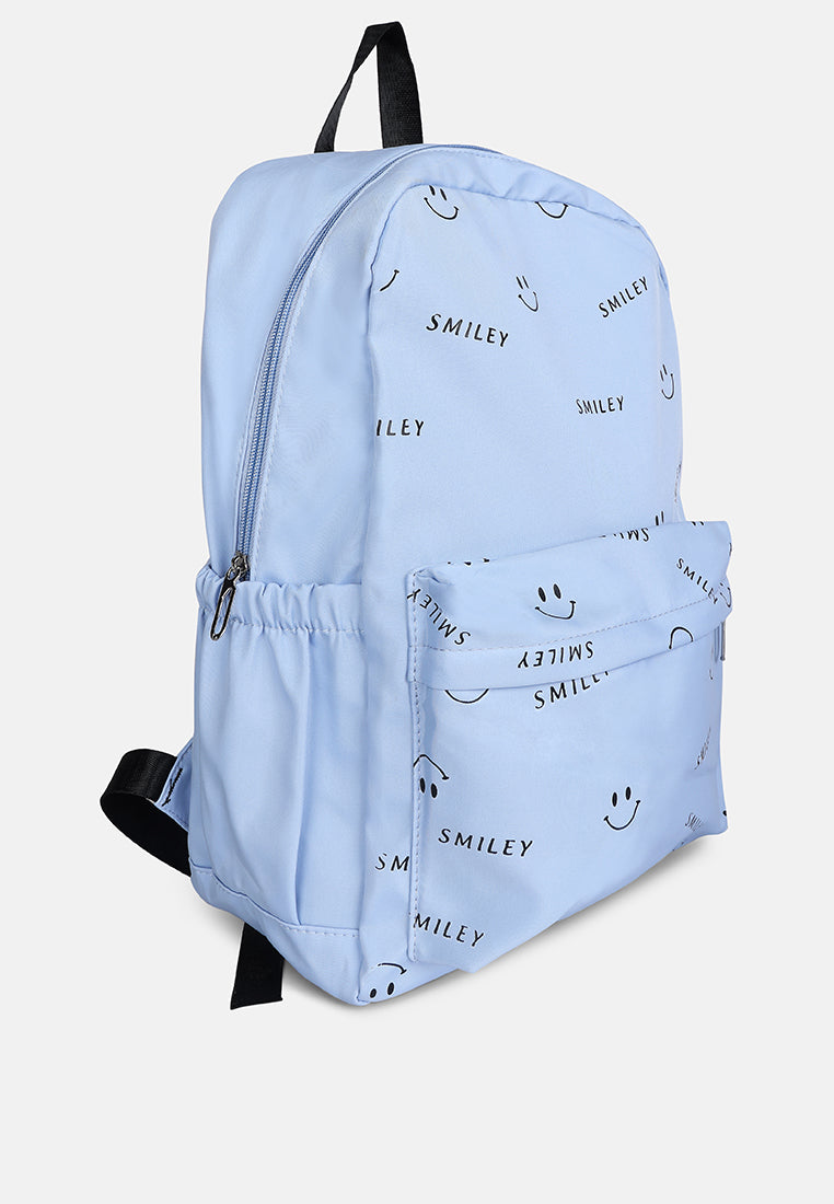 smiley casual backpack for women#color_blue