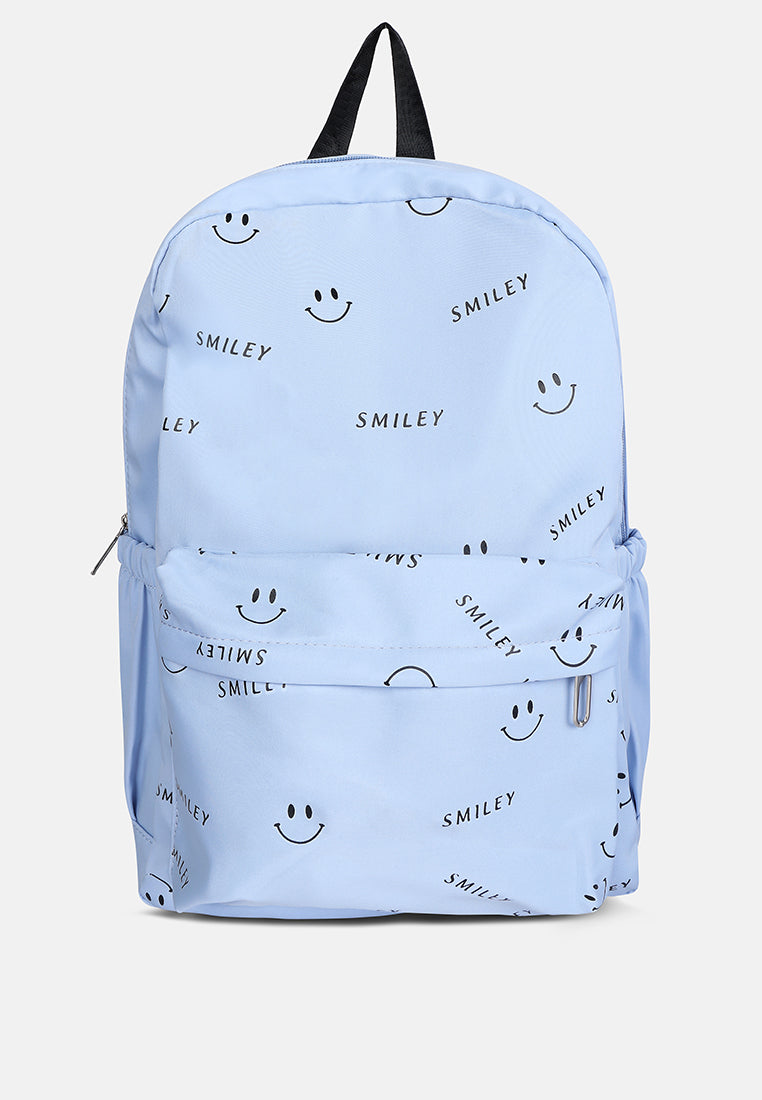 smiley casual backpack for women#color_blue