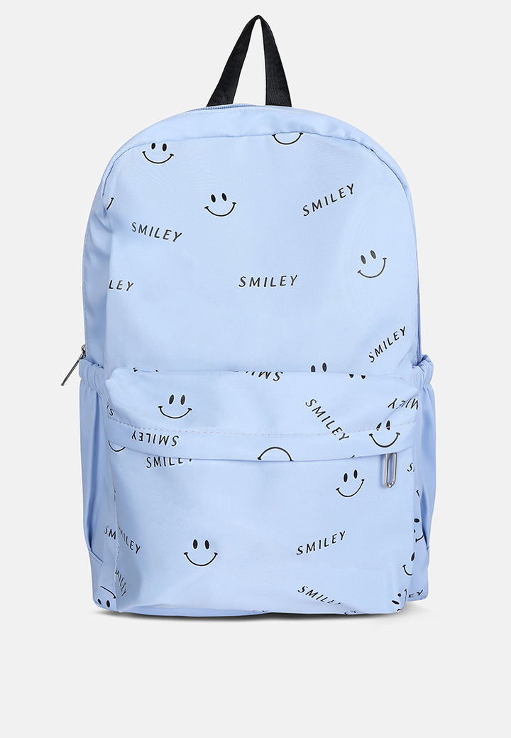 smiley casual backpack for women#color_blue