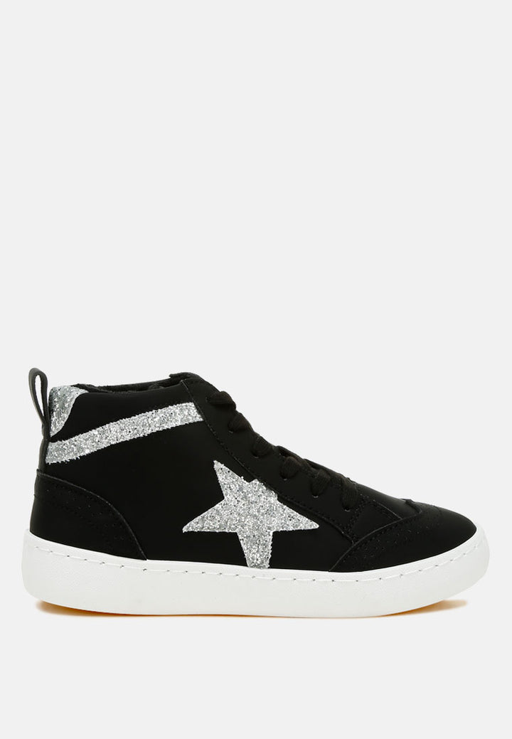 women star high ankle sneakers#color_black