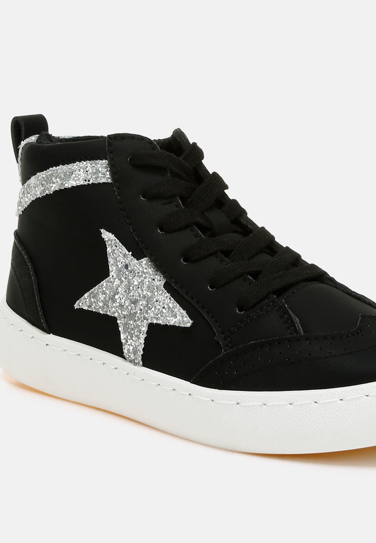 women star high ankle sneakers#color_black