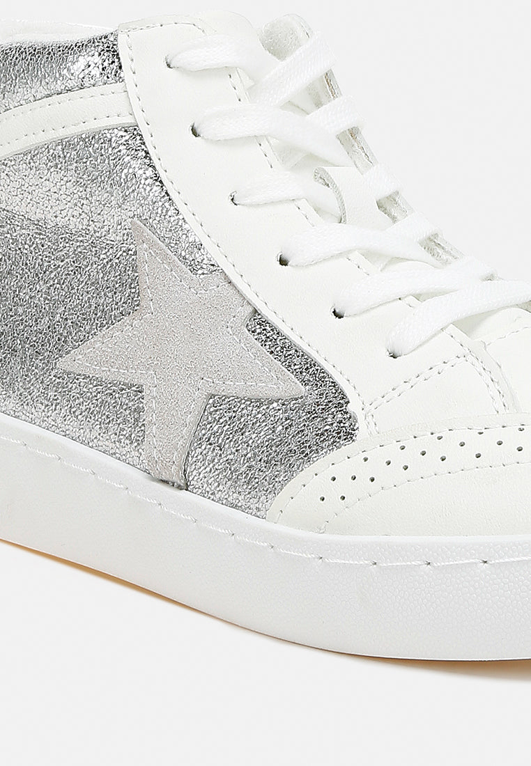women star high ankle sneakers#color_silver