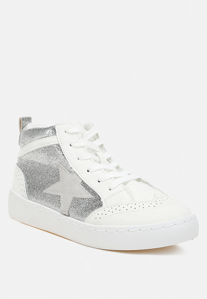 women star high ankle sneakers#color_silver