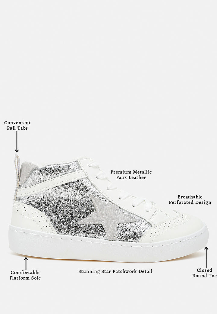 women star high ankle sneakers#color_silver