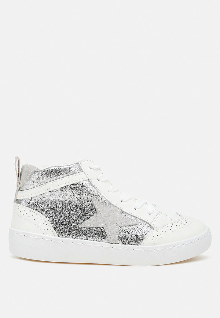 women star high ankle sneakers#color_silver
