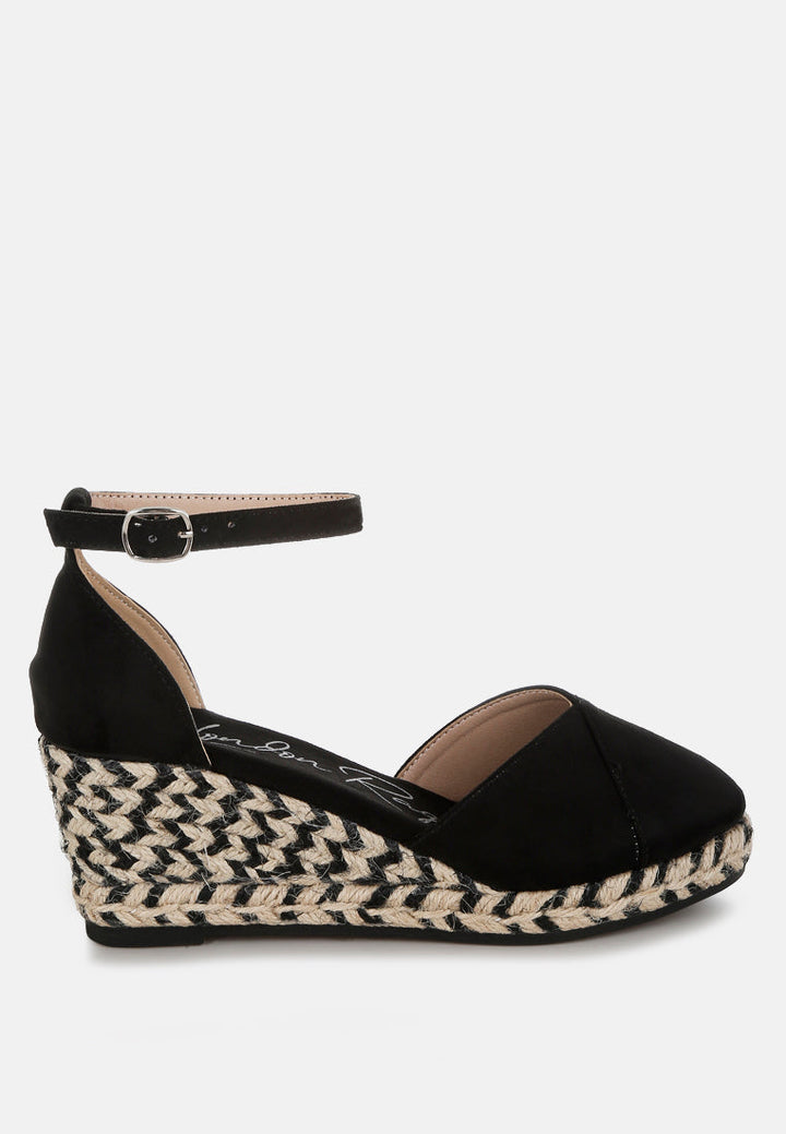 women wedge heel espadrilles sandals#color_black