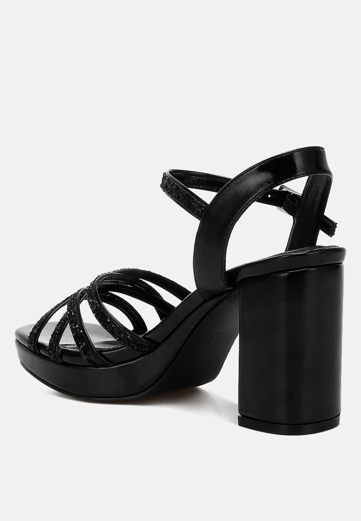 women glitter strappy block sandals#color_black