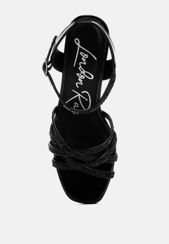 women glitter strappy block sandals#color_black