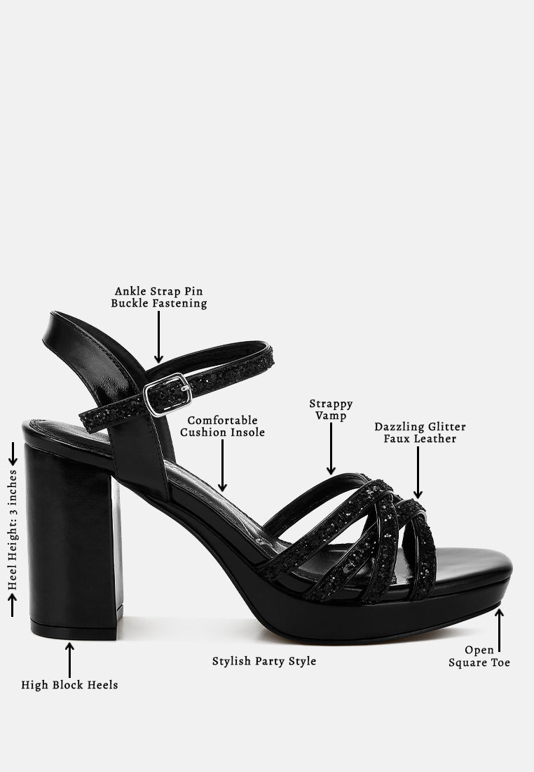women glitter strappy block sandals#color_black