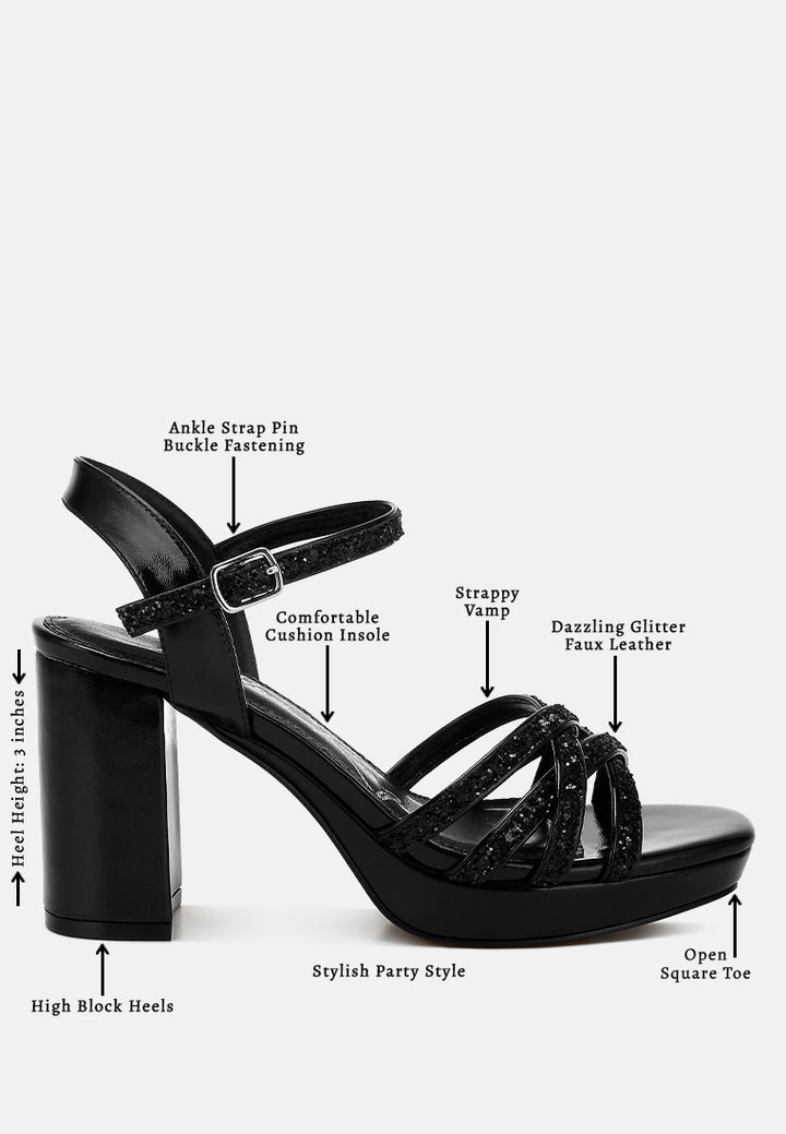 women glitter strappy block sandals#color_black