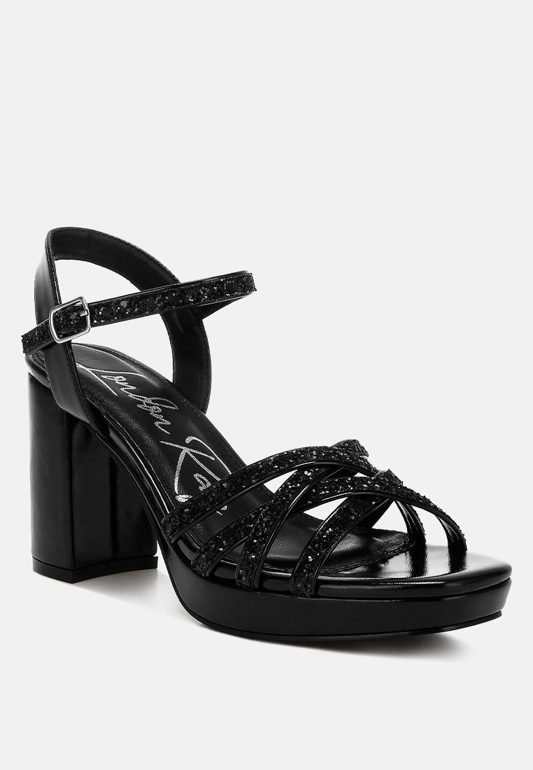 women glitter strappy block sandals#color_black