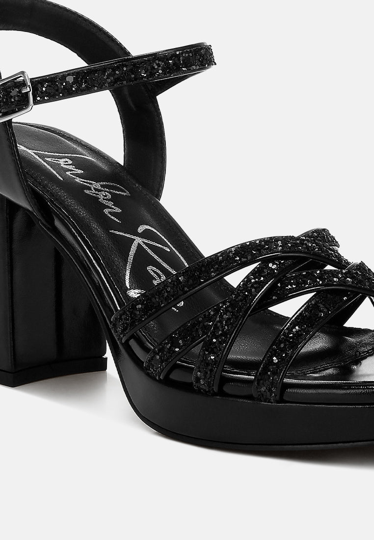 women glitter strappy block sandals#color_black
