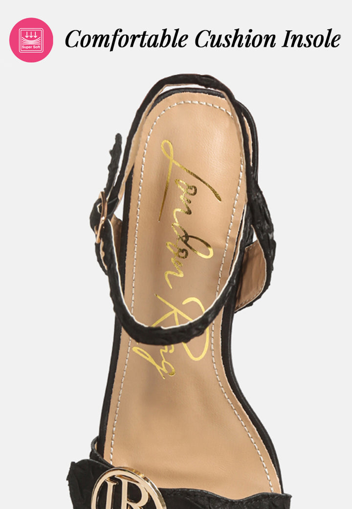 women block heel pin buckle sandals#color_black